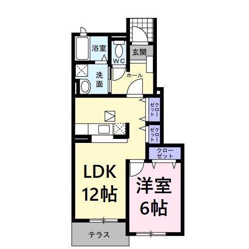 エテルノA(1LDK/1階)の間取り写真
