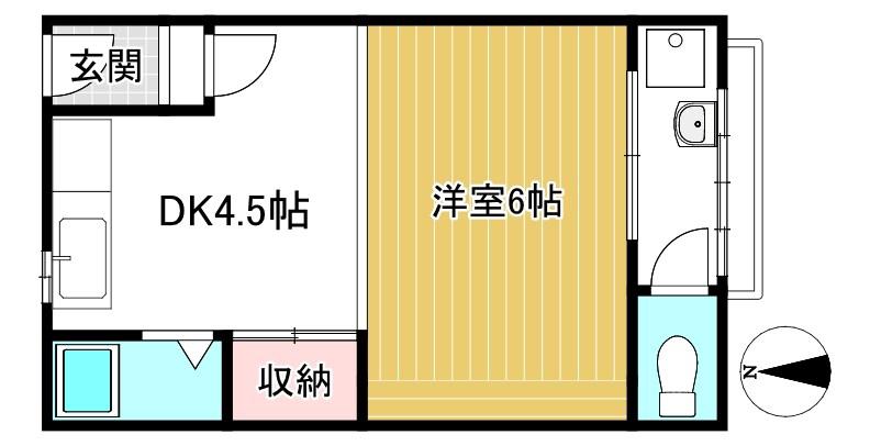 アミティエ一乗寺(1DK/2階)の間取り写真