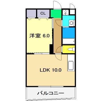 マリベールAZONO(1LDK/1階)の間取り写真