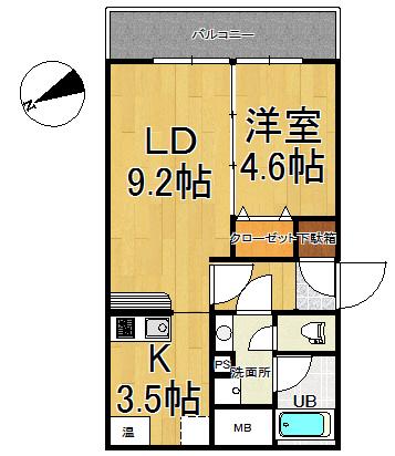 レガーロ旭町(1LDK/1階)の間取り写真
