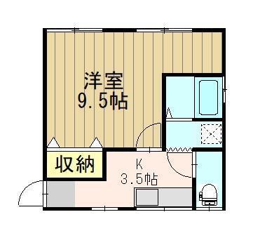 桔梗野ハイムI(1K/2階)の間取り写真
