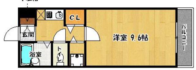 プレステージ室見(1K/2階)の間取り写真