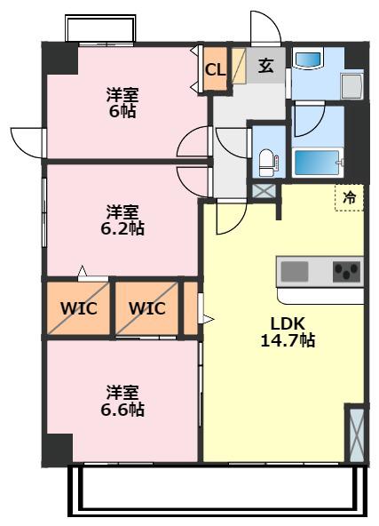 アンクレージュ(3LDK/7階)の間取り写真