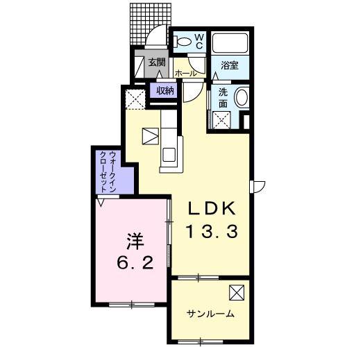 エストランダ A(1LDK/1階)の間取り写真