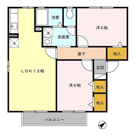 ひまわり(2LDK/2階)の間取り写真