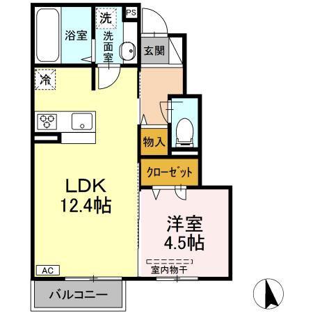 プレシア吉敷(1LDK/1階)の間取り写真