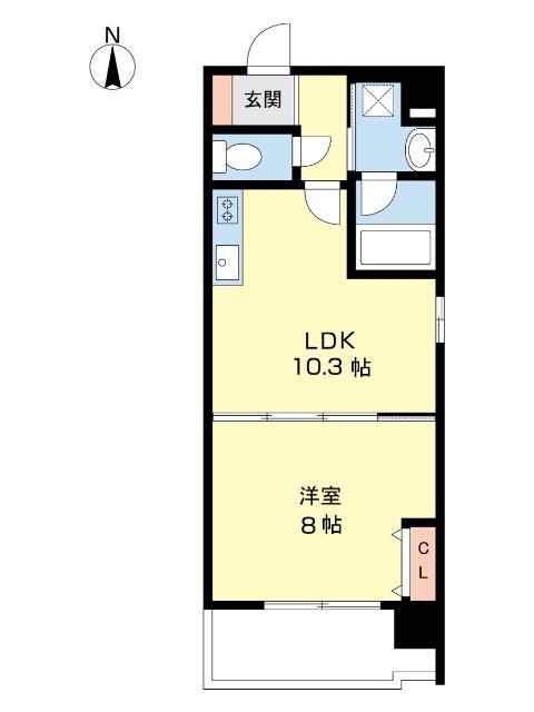 U-BUIL十二番丁(1LDK/7階)の間取り写真