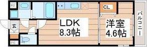 BLESSED LIFE上杉(1LDK/5階)の間取り写真