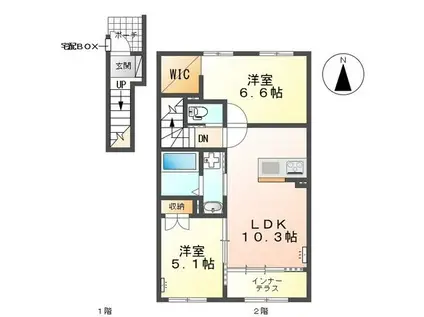 グリシナ(2LDK/2階)の間取り写真