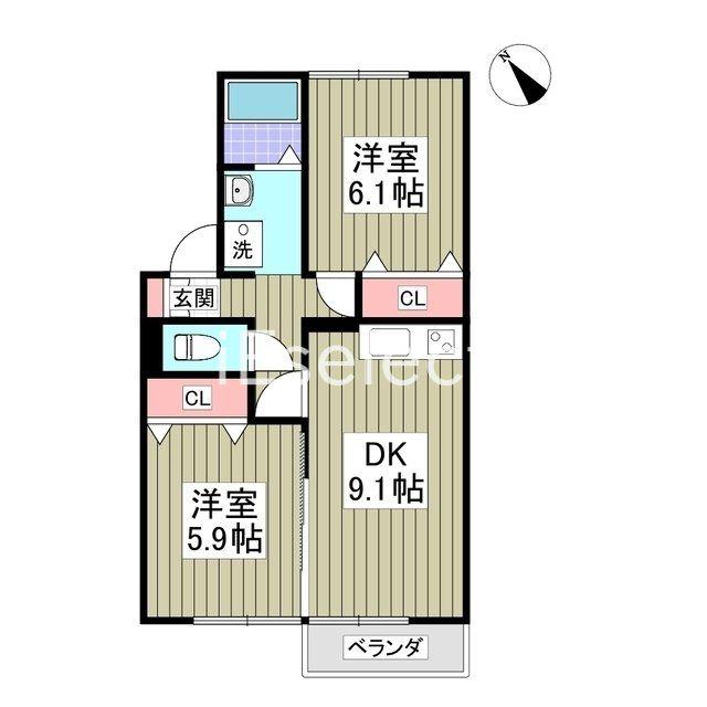 メゾンベールA(2LDK/2階)の間取り写真