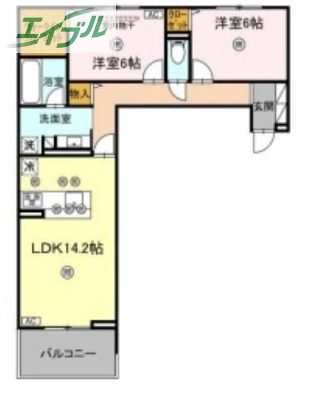 LUVERIA(2LDK/3階)の間取り写真
