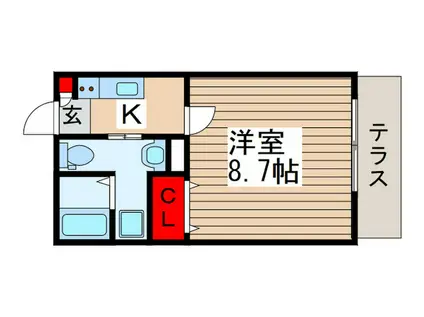 セナリオフォルム柏たなか(1K/1階)の間取り写真