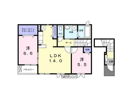 グランディール(2LDK/2階)の間取り写真