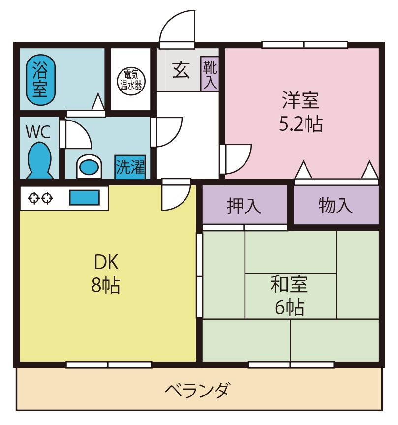 コーポゆうふく(2DK/2階)の間取り写真
