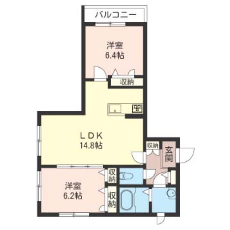 トミタヤBLD(2LDK/4階)の間取り写真
