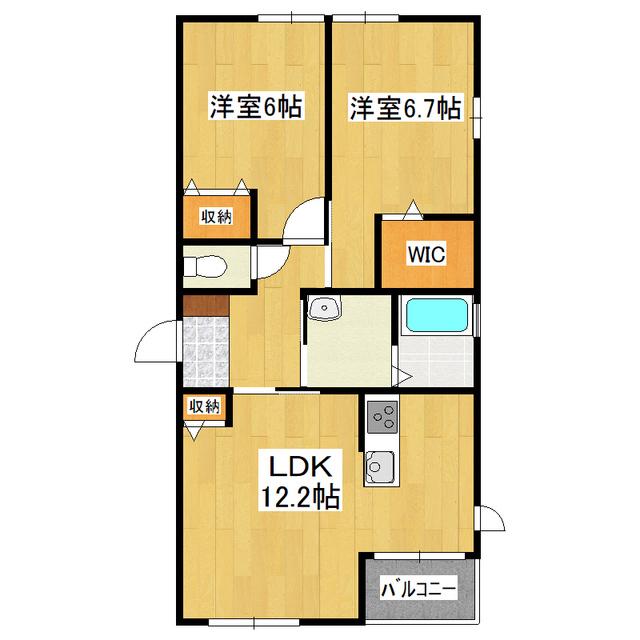 シェル・ローズ(2LDK/1階)の間取り写真