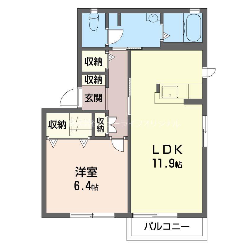 ファミール御殿(1LDK/1階)の間取り写真
