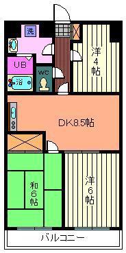 クレスト南浦和 二番館(3DK/2階)の間取り写真