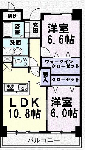 セレノプラシード(2LDK/4階)の間取り写真