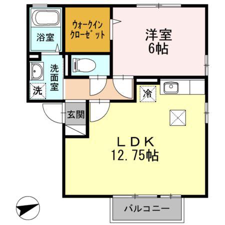 グランペールI(1LDK/1階)の間取り写真
