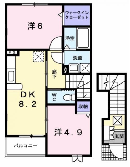 サンライズ八幡山(2DK/2階)の間取り写真