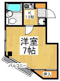 拓実ビル(1K/3階)の間取り写真