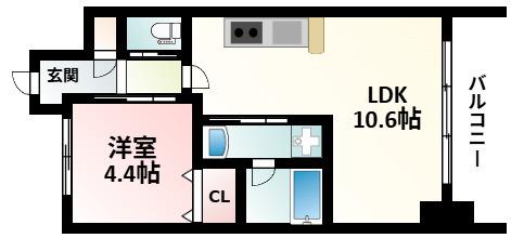 スプランディッド新大阪キャトル(1LDK/9階)の間取り写真
