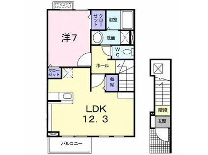 サンライトレジデンス水戸(1LDK/2階)の間取り写真