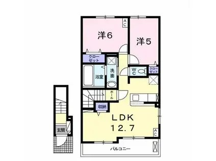 サンライズIII(2LDK/2階)の間取り写真