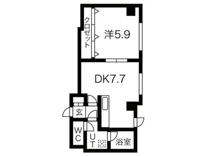 ゆとり南郷(1DK/4階)の間取り写真