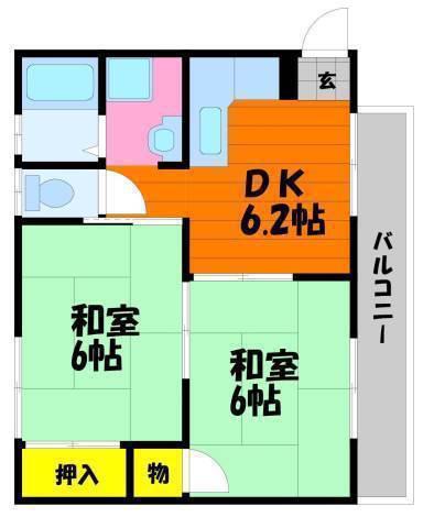 三島コーポ(2DK/1階)の間取り写真