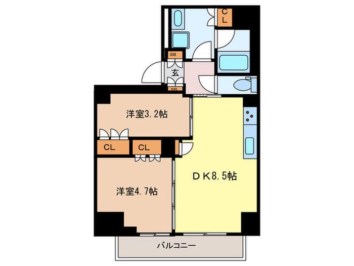 BRILLIA IST 赤羽(2DK/4階)の間取り写真