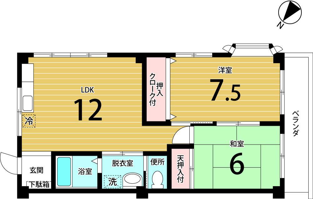 ロイヤルワコー(2LDK/3階)の間取り写真