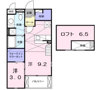 ラフレシール・メゾン宮崎1(1DK/2階)の間取り写真