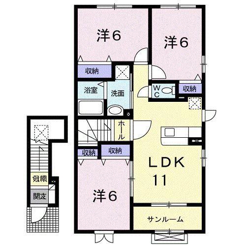 メープル城南(3LDK/2階)の間取り写真
