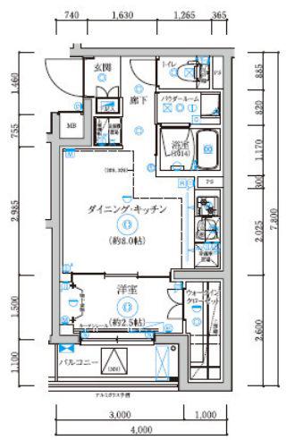 RELUXIA武蔵中原(1DK/2階)の間取り写真