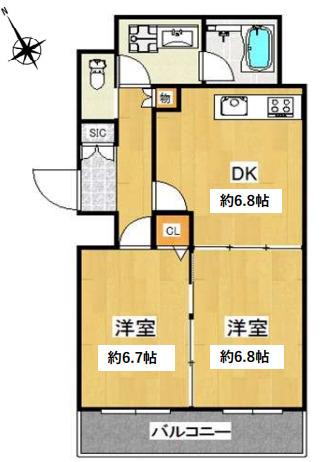 ZIO V 玉造(2DK/5階)の間取り写真