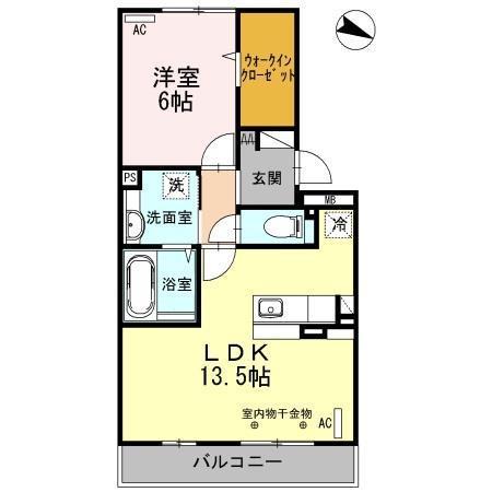 ボンシック1番館(1LDK/2階)の間取り写真