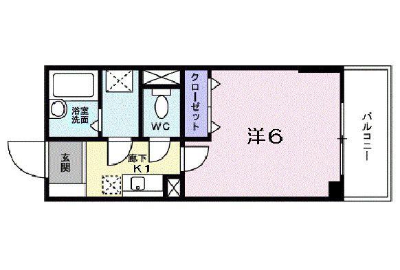 パピヨン青木(1K/1階)の間取り写真