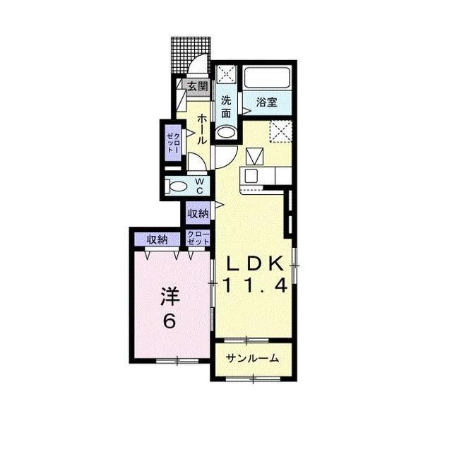 フォルトゥーナIII(1LDK/1階)の間取り写真