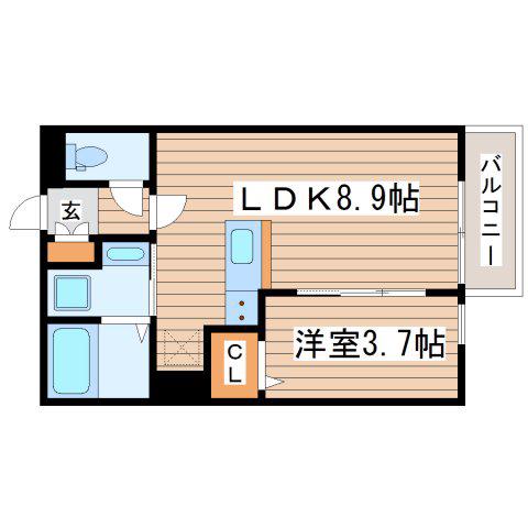 ウェルシャトー旭ヶ丘1番館(1LDK/2階)の間取り写真