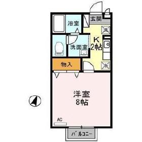 セジュール山田C(1K/2階)の間取り写真