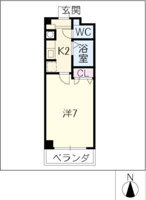 LIFE壱番館(1K/2階)の間取り写真