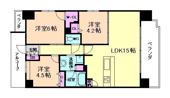 プレサンスロジェ福島野田(3LDK/11階)の間取り写真