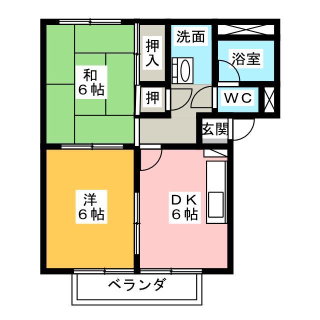 サンフォレスト A(2DK/2階)の間取り写真