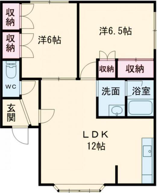 ボヌールA(2LDK/2階)の間取り写真