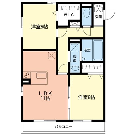 エル・ラヴィーヌB(2LDK/2階)の間取り写真