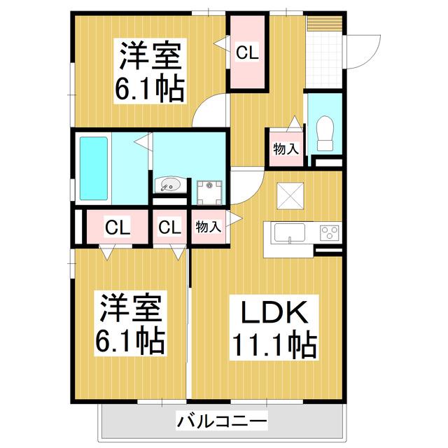 セジュールIMACHI(2LDK/1階)の間取り写真