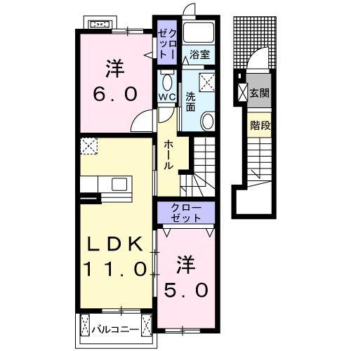エテルノ(2LDK/2階)の間取り写真