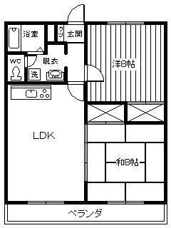 パープルハート(2LDK/2階)の間取り写真